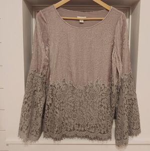Sundance Velvet & Lace Flare Sleeve Blouse